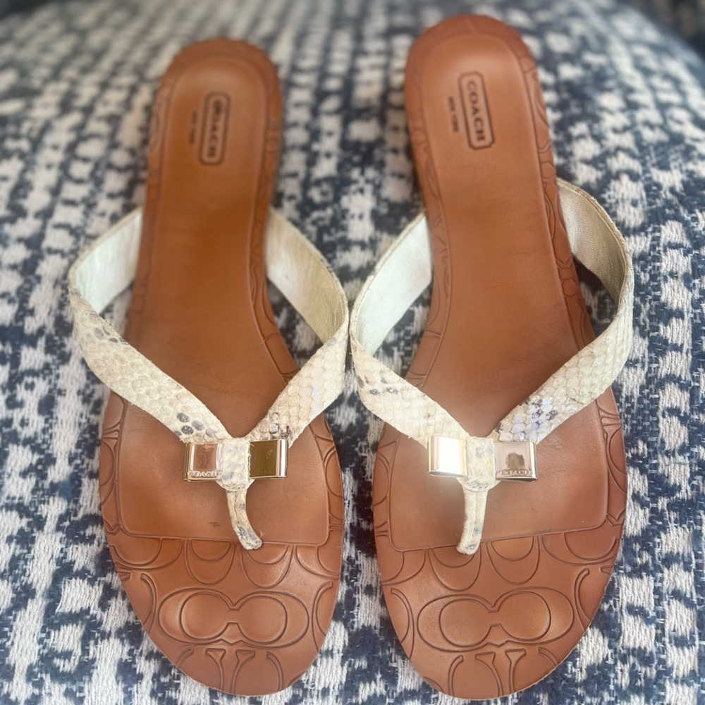 Coach Sable Flip Flops Snake Print Size 11